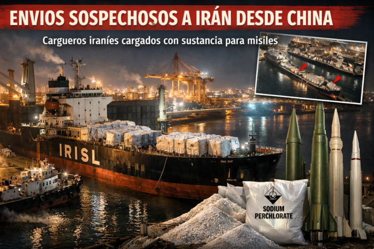 Irán intenta transportar una sustancia química peligrosa desde China